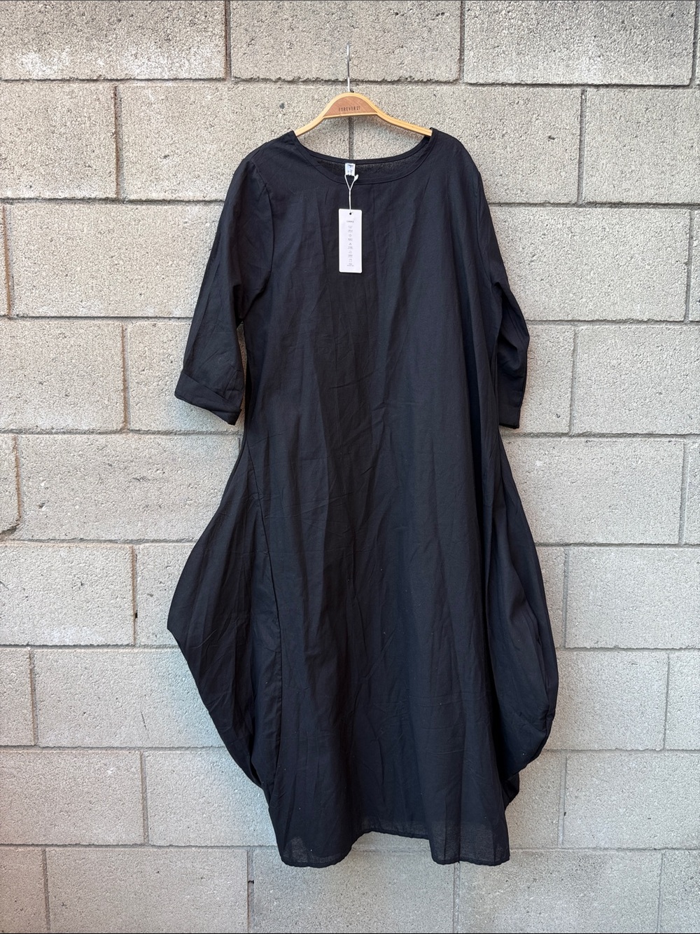 NWT. Black Linen Short Sleeve Maxi Dress